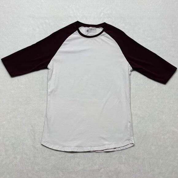 Alphalete 3/4 Sleeve Baseball T-Shirt Performance Fit Whte Mens Size S Stretch - Picture 1 of 10
